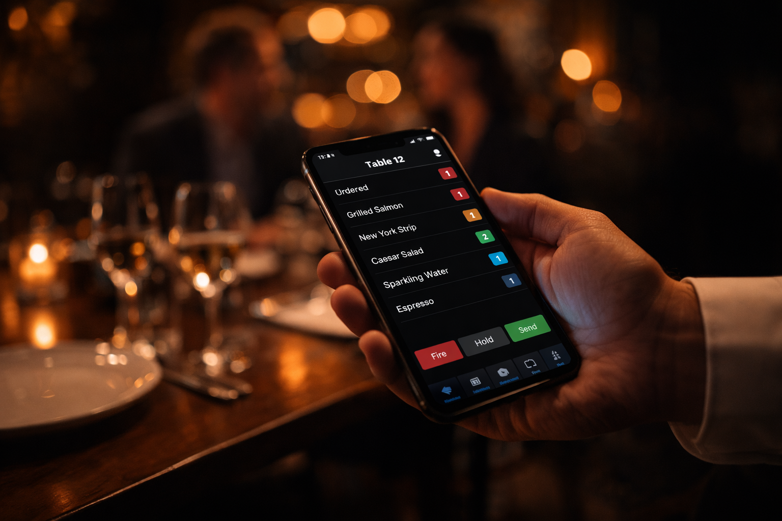 Waiter taking order at dinner table